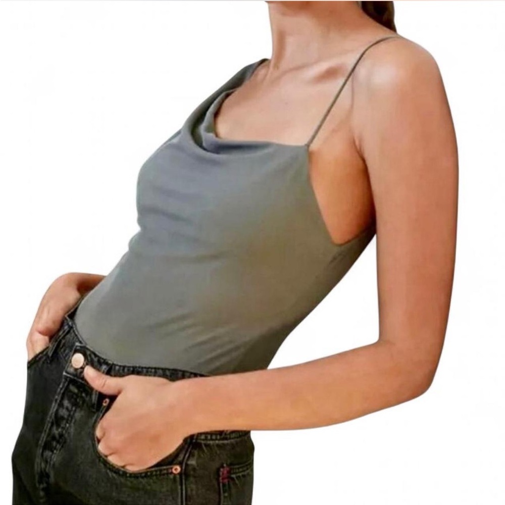 NWOT URBAN OUTFITTERS Out From Under Green Weekender Cowl Neck Bodysuit {Small}